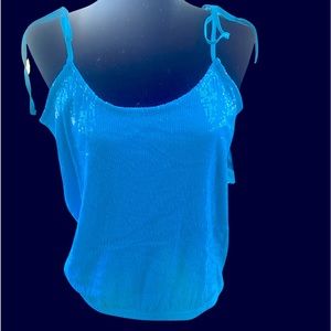Spaghetti strap sequined front tank top